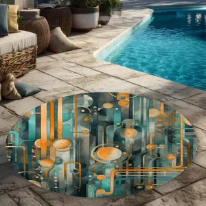 Conscious Sales C1COAR55SP7OGK 5 x 5 ft. Astrological Machinery Orange Outdoor Round Area Rug - Decor