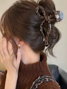 Leopard Print Bow Claw Clip, Large Size Hair Clip for Women, Thick Hair Claw, Stylish Hair Accessory, Perfect Birthday Gift