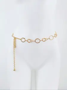 Women's Metal Chain Waist Belt, Simple Versatile Body Chain, Hollow Out Ring Design, Fashionable Dress Accessory, Adjustable Waist Chain
