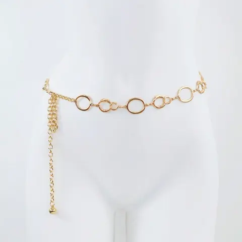 Women's Metal Chain Waist Belt, Simple Versatile Body Chain, Hollow Out Ring Design, Fashionable Dress Accessory, Adjustable Waist Chain, Body Jewelry, Body Jewellery
