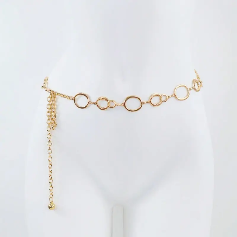 Women's Metal Chain Waist Belt, Simple Versatile Body Chain, Hollow Out Ring Design, Fashionable Dress Accessory, Adjustable Waist Chain, Body Jewelry, Body Jewellery