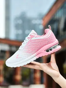 Women's Air Cushion Running Shoes Breathable Mesh Gradient Color Lightweight Shock Absorption Sneakers for Gym Sports Casual Walking