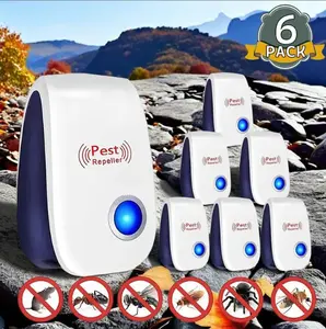 6 Packs Ultrasonic Plug in Pest Repellent indoor for Flea Insects Mosquitoes Rats Mice SpidersAnts Roaches Bugs, Non-Toxic Pest RepellerHumans and Pets Safe, Pest Control for Home.Office, Work