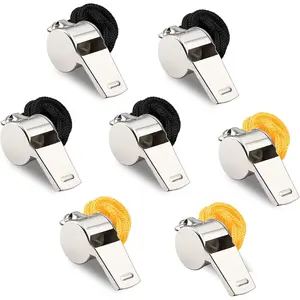 7 Pack Whistles, Coaches Whistles with Lanyard  Whistle Loud Crisp Sound Stainless Steel Whistles for Referees  Gyms