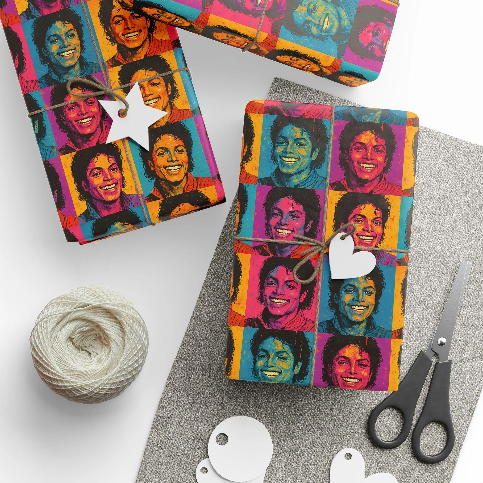 Michael Jackson Inspired Wrapping Paper / Pop Art Gift Wrap / Retro Pop Music Portrait Wrap / Iconic Colorful Wrapping Paper For Music Fans