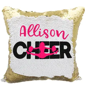 Handmade Personalized Cheerleader Reversible Sequin Pillow Case