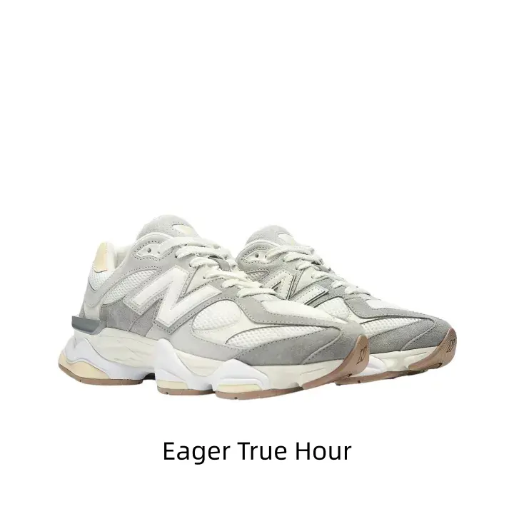 Grey Off White Color Block Dad Sneakers Suede Mesh Mix N Logo Chunky Midsole Gum Rubber Toe Cap Vintage Casual Running Shoes