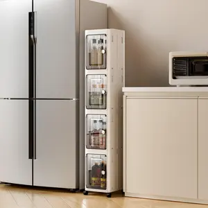 4-Tier Plastic Storage Bins with Lids Stackable Containers with Wheels Folding Boxes Collapsible for Living Room Office Dorm White