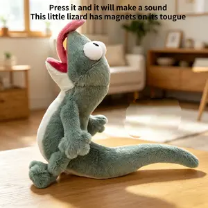 Green Sounding Lizard Abstract Funny Doll Ornament Tongue Belt Magnetic Gift