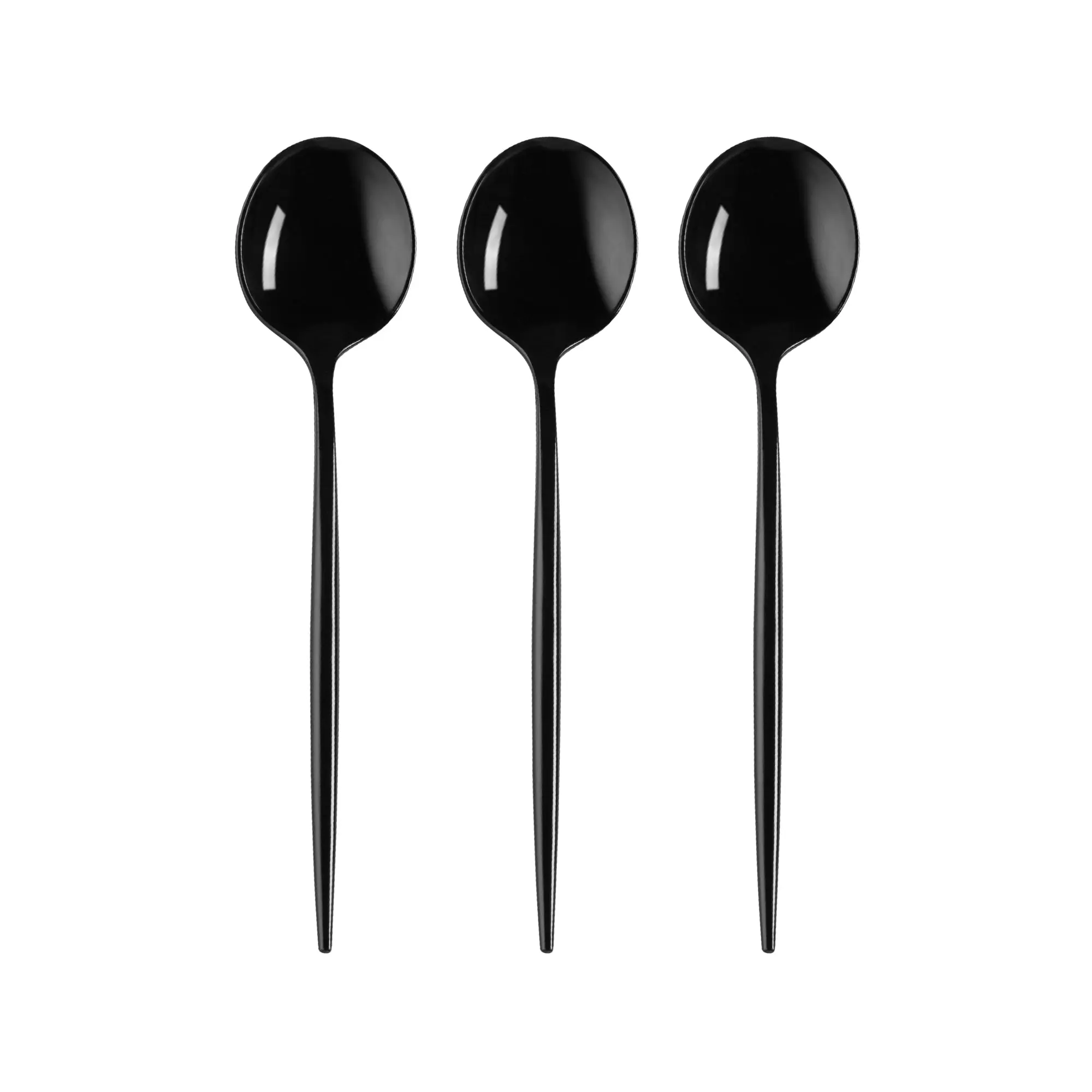 Solid Black Moderno Disposable Plastic Dessert Spoons