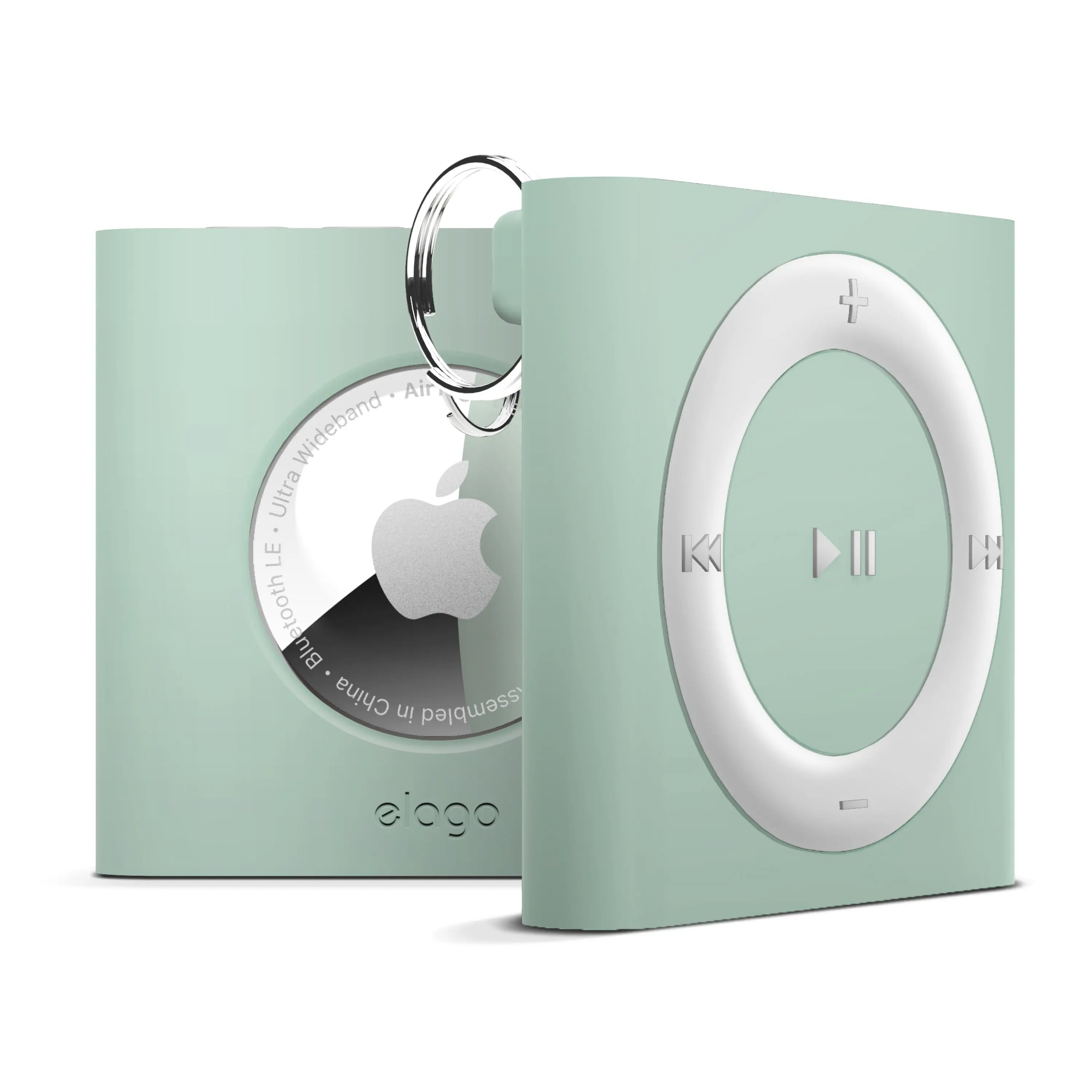 elago W7 Shuffle Case for Apple AirTag, Retro Music Player Design, Durable Silicone Protective Cover Accessory [2 Colors]