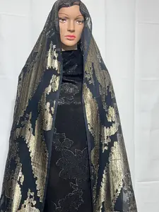 Faransowi Dirac for Wedding or Special Occasions Elegant Black and Gold Lace Veil for Formal Events Perfect for Weddings and Special Moments