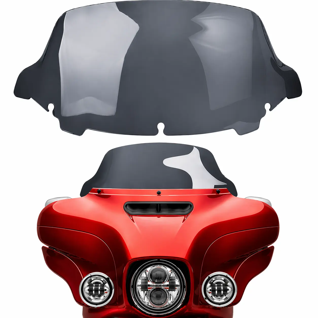 10.5" Smoke Wave Upper Fairing Windshield Aftermarket Replacement for Harley-Davidson Touring Street Glide Electra Glide Ultra Limited Tri Glide