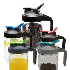 Mason Jar Lid with Handle, 5/6 Counts Portable Leak-proof Wide Mouth Mason Jar Cup Lid, Drinkware Accessories for Home Kitchen, Drink Protector