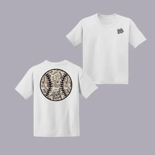 Camo Baseball Youth and Adult Tee,baseball drip, game day shirt, youth boy clothes, trending tee, summer outfit, gift for boy and girl, youth clothing, Old school graphic tee, vacation outfit, funny shirt