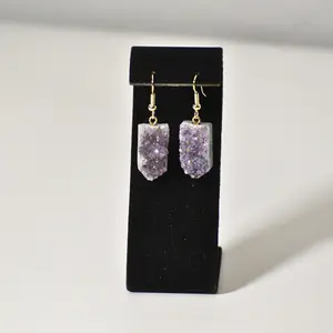 Rainbow Aura Amethyst Point Earrings