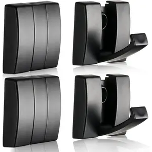 4 count Folding Hideaway Coat Hooks Heavy Duty Wall Towel Hooks for Bathrooms Retractable Coat Space  Wall  Holder for Closet Scarf Hat Robe Key Purse Bag(Black)