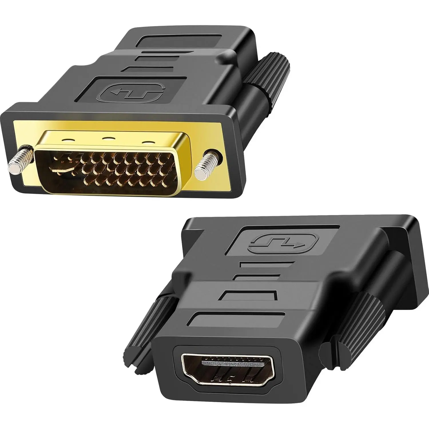 2 Pack Compact Portable Bi-Directional HDMI to DVI Converter - DVI-I (24+5) Male Plug to HDMI Female Port, 1080P for Game Screen, Computer, LCD Monitor, Audio & Video Accessories, Durable