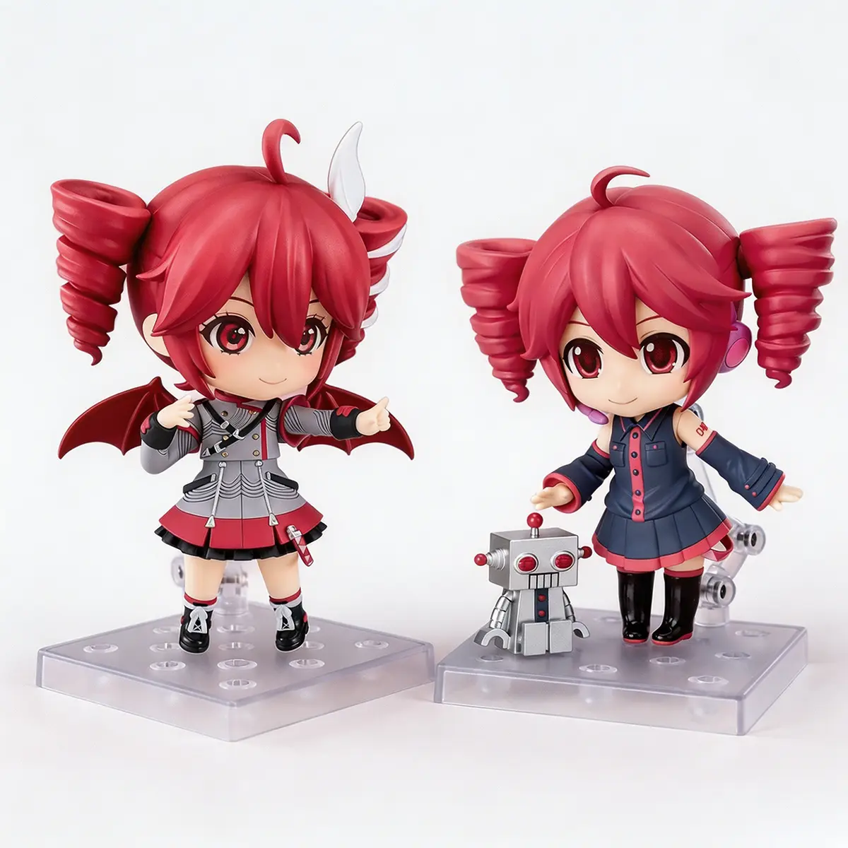 2344# & 2890# Kasane Teto Anime Figures Set (2 Pcs) - Synthesizer V AI Ver. & Teto 2.0 Chibi Look Art Toy, Cute Pink Hair Collectible Action Figures, Decorative Collectibles, Shelf Decor Gifts, Decorative Collectible Action Figures