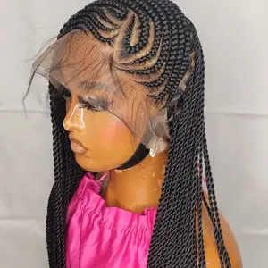 Full Lace Grade A Fiber lace cap wig heart lemonade braided wig for black American