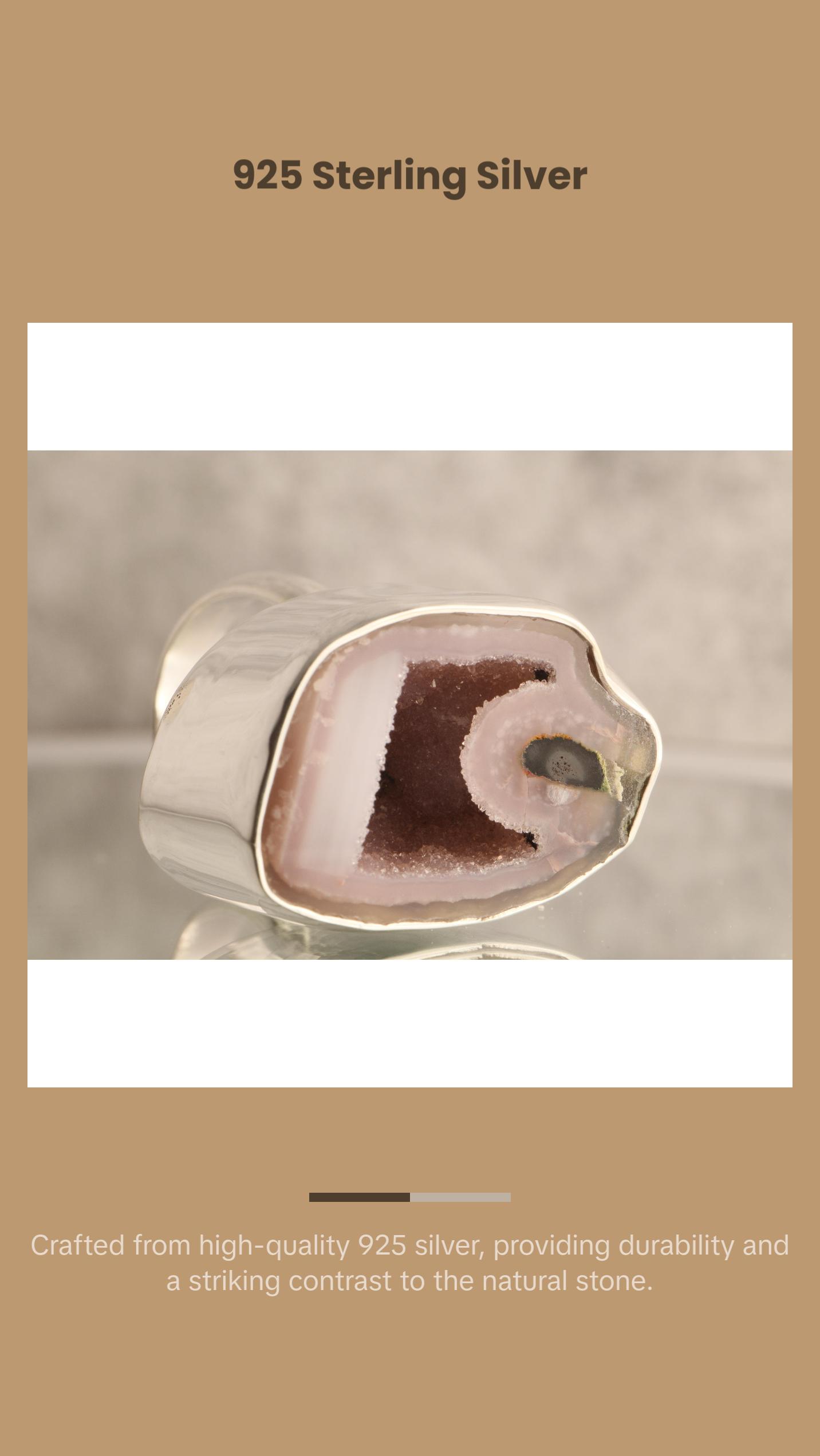 Earth's Heart - Geode 925 Sterling Silver Adjustable Ring