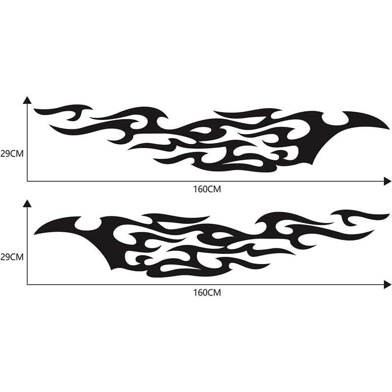 Flame Totem Decorative Stickers for Cars, Self-Adhesive Car Body Decals to Modify Car Doors and Front Wheel (Black)