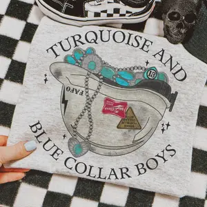 Turquoise And Blue Collar Boys shirt, western clothing, crewneck western outfits women’s clothes, western cowgirl stuff, western tops graphic t-shirts, country western tops, sweatshirts for women, western graphic tee women country clothing