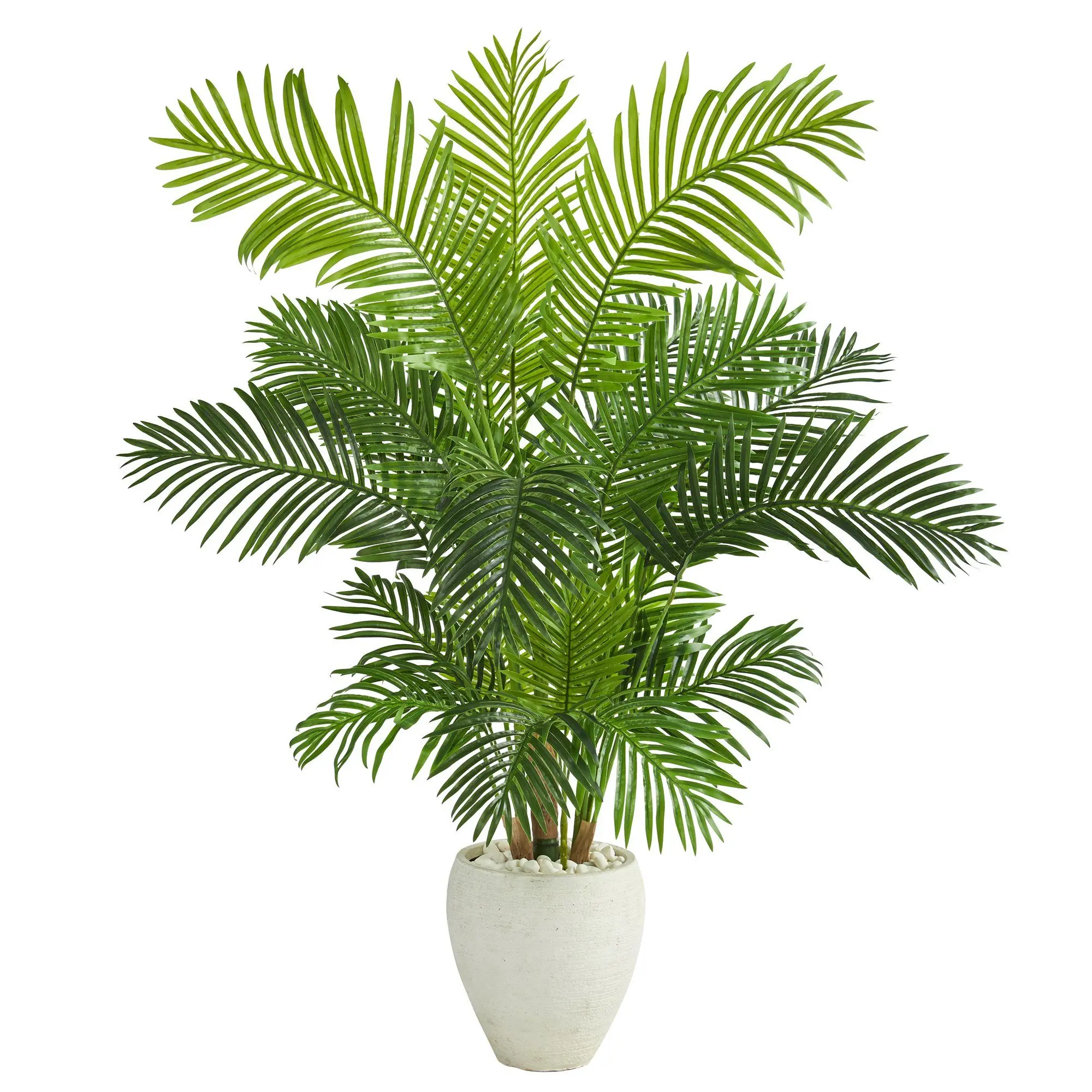 62" Tall Decorative Tropical Artificial Hawaii Palm Tree in White Planter, Realistic 62 Inches Faux Plant Decor, Bright Vivid Hues for Indoor Home Decor, Instant Freshness