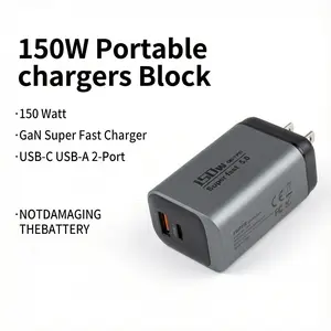 USB C Charger Block 2Port whit USB-A Type-C 150W GaN Super Fast Charging Block Fast Charging Adapter for MacBook iPhone Laptop Samsung Galaxy iPad Android