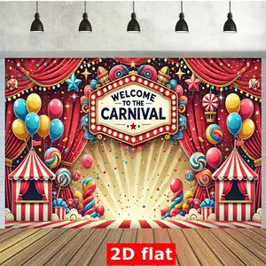 2d Colorful Carnival Photography Background Banner, Birthday Banner Decoration, Suitable For Cake Tables, Home Room Decoration, Outdoor Celebrations, Multi-Functional, Ideal Gift