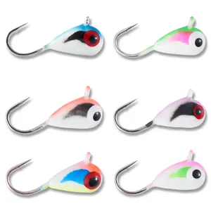 BASSDASH Tungsten Ice Fishing Jigs with Glowing Paint Fishing Lures for Winter Ice Jigging Crappie Bluegill, 6-Pack BASSDASH Tungsten Ice Fishing Jigs with Glowing Paint Fishing Lures for Winter Ice Jigging Crappie Bluegill, 6-Pack