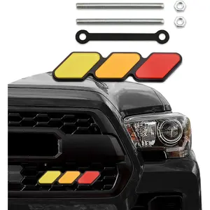 Grille Decor Badge, 3-Color Upgrade Emblem, Grille Insert Trims, Tri-Color Grille Badge Emblem Car Decoration Accessories For Tacoma,4Runner,Tundra,Sequoia,Rav4,Highlander (Yellow Red Red)
