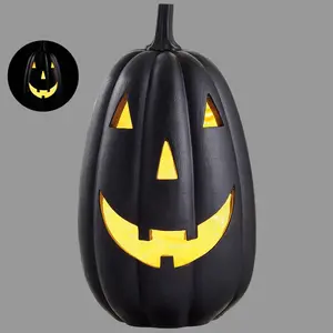 14" Battery Operated Black Jack-O-Lantern With Light