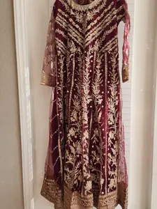 Heavy net Pakistani maxi with handwork and embroidered net dupatta perfect for formal event
