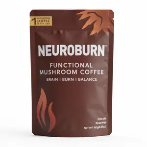 Natural Neuroburn Functional Mushroom Instant Coffee - Dark Roast, 6 Adaptogenic Mushrooms, Prebiotic Blend, Low Sugar, 30 Servings, 12-Month Shelf Life, Bag Packaging - Supports Energy, Focus, Digestion, Immunity