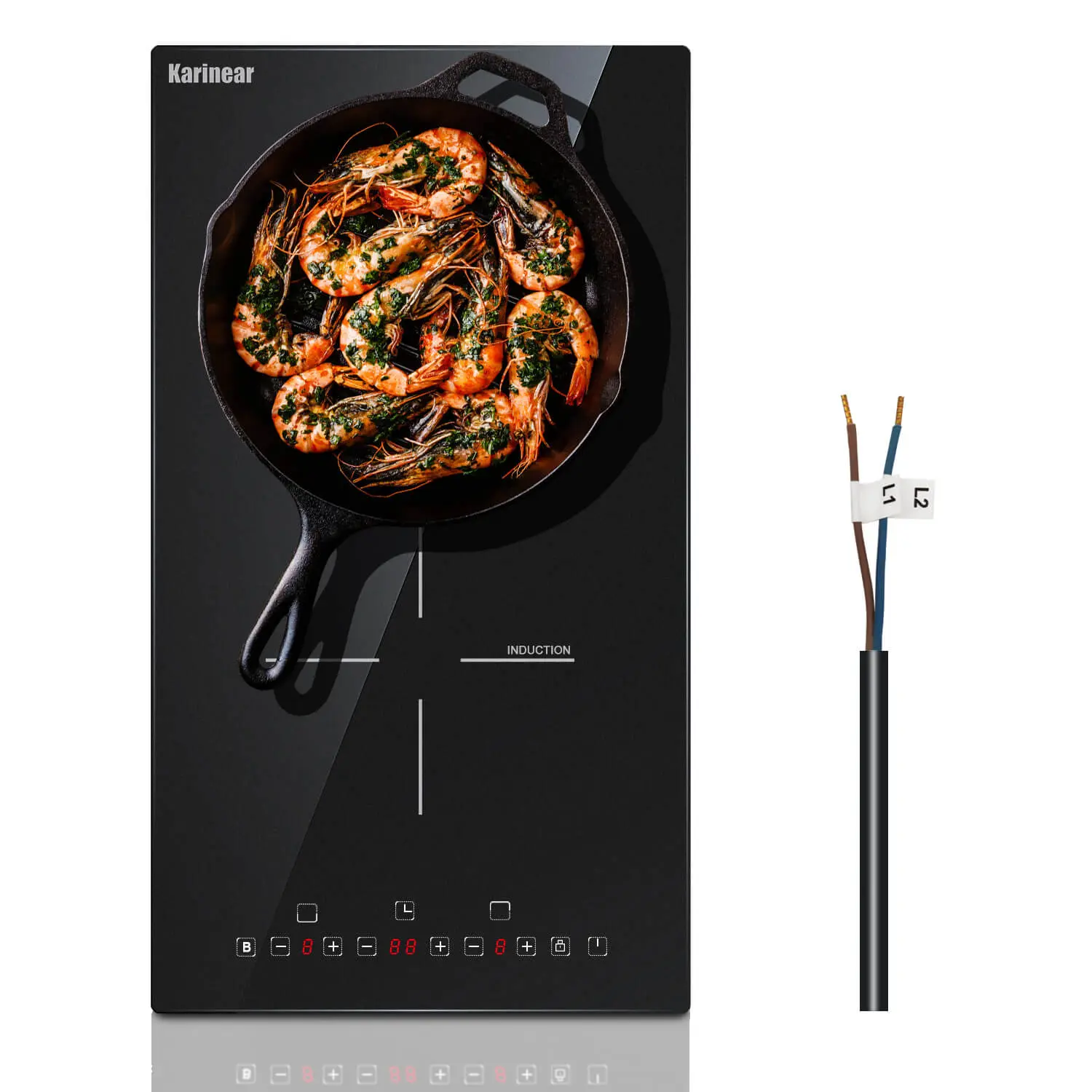 Karinear Household Steel Induction Hob - 3500W with Booster, 9-Level Adjustable Temperature, Pause Function, 220-240V Kitchen Appliance