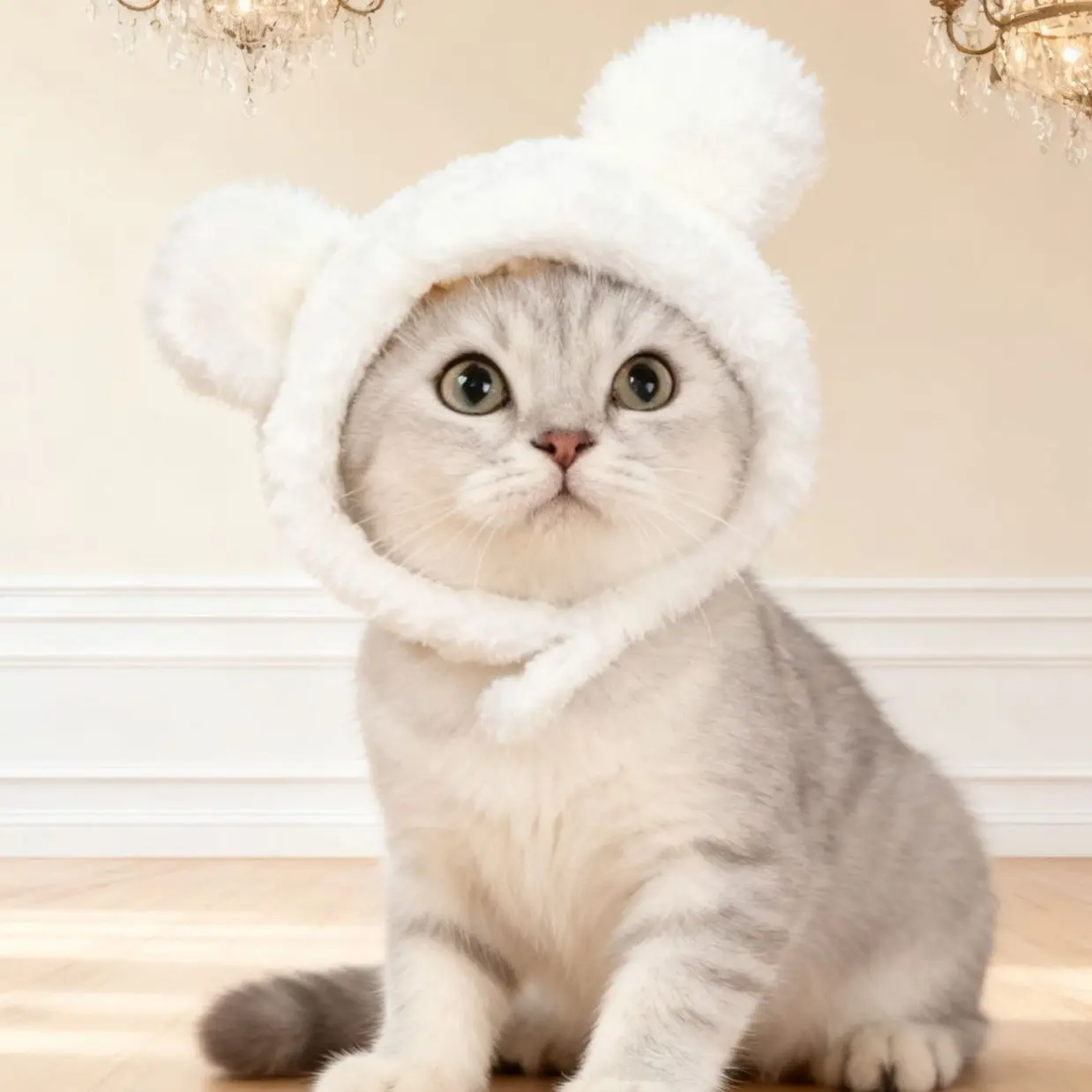 Pet White Bear Hat