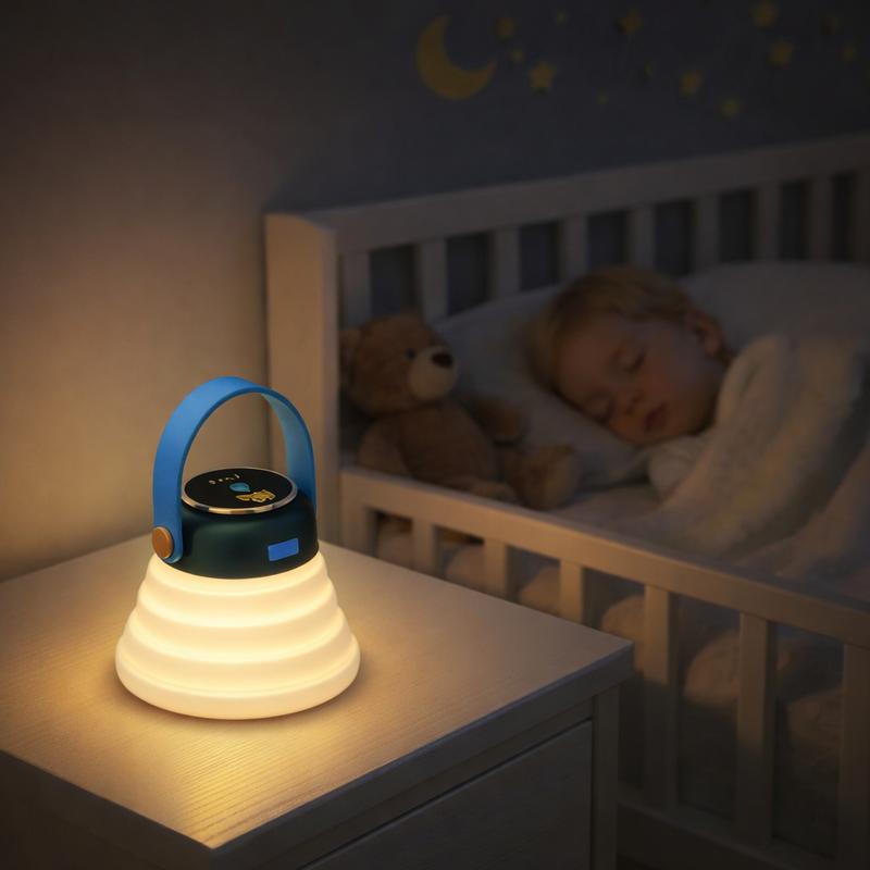 Foldable multi-color changing night lightwith 7 lighting colors,  Type-C rechargeable design.It creates immersive ambient lighting, andthis portable night light is suitable forbedrooms, outdoor camping and use as abedside lamp.