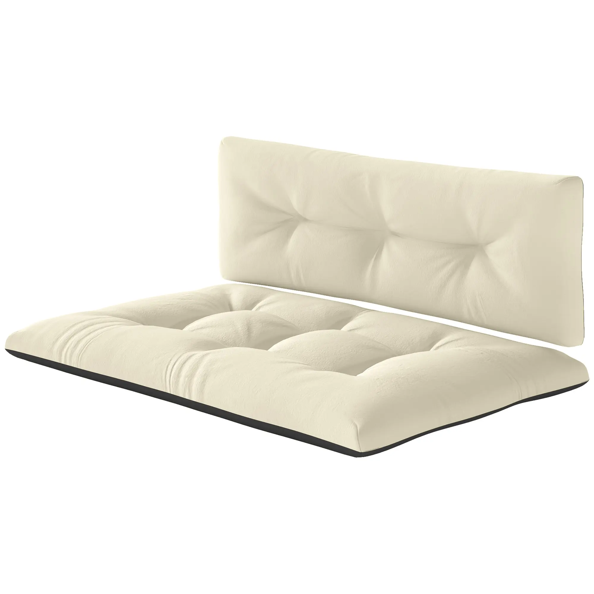 2 Seater Pallet Cushions Outdoor 3.9" Thick Replacement Cushions - Tufted Design for Garden, Patio, Cream White