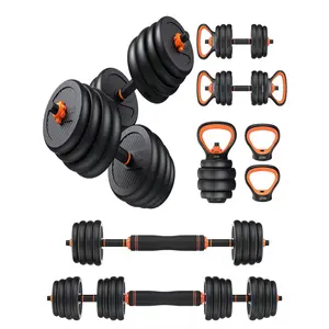 Sports season  UPGO Adjustable 50lbs Free Weight with Connector 4 in1 Dumbbells Set Used as Barbell Kettlebells Push up Stand Fiess Exercises for Home Gym Suitable Strength training
