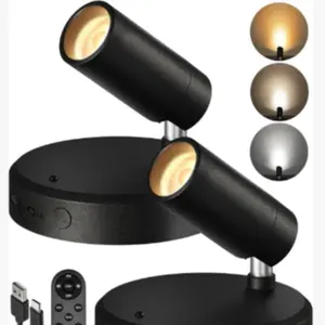 Spotlights Indoor with Remote, 5500mAh Rechargeable Picture Lights, Wireless LED Uplighting with Timer＆Dimmable, 3CCT, Display Lights for Plant Painting, Artwork, Accent Lighting, Decorative Ambiance Lighting, Multifunctional Lighting (1Pack-Black)