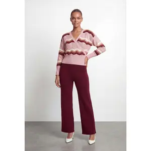 Maliyah Chevron Pointelle Knit Faux Wrap Sweater