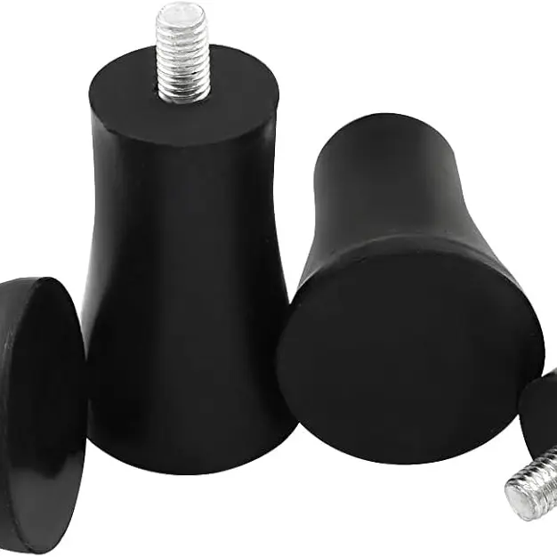 4Pcs Classic Black Rubber Furniture Leg Risers with M8x15mm Bolt (M8 Thread), 2.5in Height, 1.1in Diameter Top, Anti-Slip Floor Protectors for Sofas, Dressers, Chairs, Office Equipment Replacement Parts Fit Many Modern Furniture Styles
