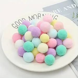 Pom Poms for Crafts - Assorted Mini Fluffy Pom-Pom Balls 100pcs, Colorful Soft Polyester Craft Balls, Ideal for DIY Projects, Sewing Supplies, Wedding & Christmas Decorations