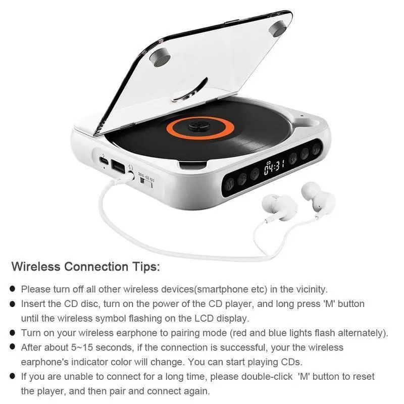 FathersDayGift】2026 New Portable Bluetooth CD Player with LED