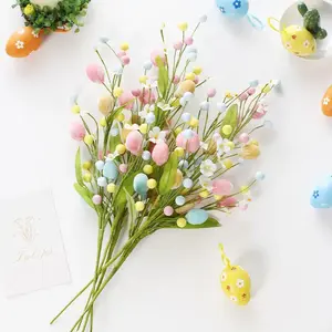 Easter Eggs Tree Branch Easter Fake Plant DIY Bouquets Flower Arrangements Easter Decorations Branch Cuttings Easter Party Decor