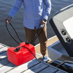 Portable Boat Fuel Gas Tank, 3 Gallon/12L  Outboard Marine Fuel Tank with 10Ft Transfer Hose & Gauge for Outboard Engine, Yacht, Fishing Boat