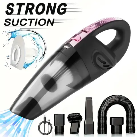 Mini Cordless Handheld Vacuum Cleaner - 3.7V 1800mAh Rechargeable, Strong Suction, USB Charging, Multiple Attachments for Pet Hair/Crumbs, Lightweight Portable Household Items Cleaning Supplies, Car Accessories Tool