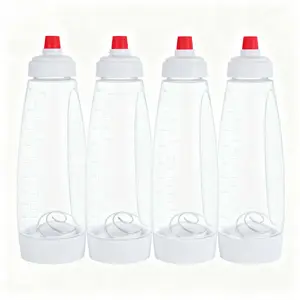 4 Pack Pancake Batter Dispenser and Mixer with BlenderBall Wire Whisk Batter Bottle Squeeze Kitchen Pancake Shaker Batter Dispenser Bottle Baking Tool for Cupcakes, Muffins, Crepes, White Set Utensils Stock Up Value Pack Valentine's Day gift