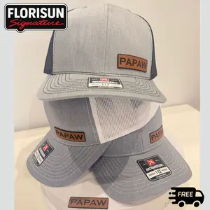 PAPAW • PAWPAW • GRANDPA Engraved Leather Trucker Hat - Official Richardson 112 Snapback - FREE EXTRA Leather Patch Included! (Limited Time Father’s Day Promo) - Perfect Gift for Grandpa, Dad, or Father Figure - Funny & Heartfelt Custom Hat